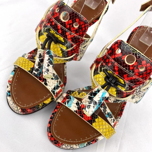 Proenza Schouler Sandals High Heels Strappy Multicolor Snakeskin Leather 7 - Picture 5 of 9